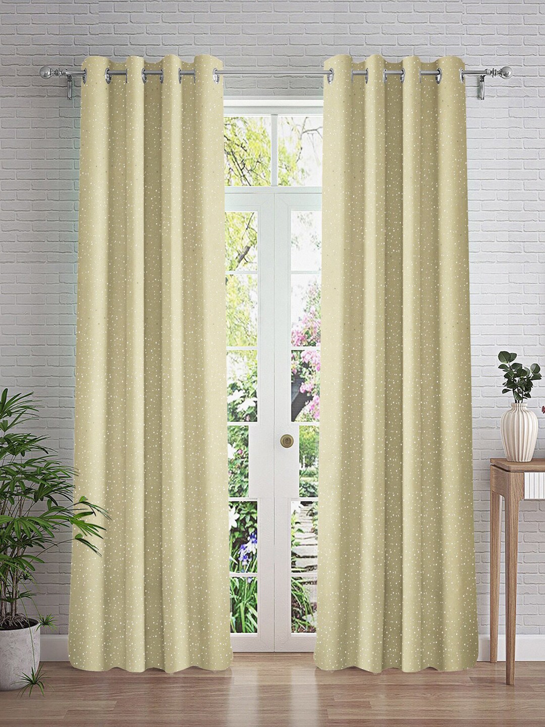 

Cortina Beige & Silver-Toned 2 Pieces Embellished Long Door Curtain