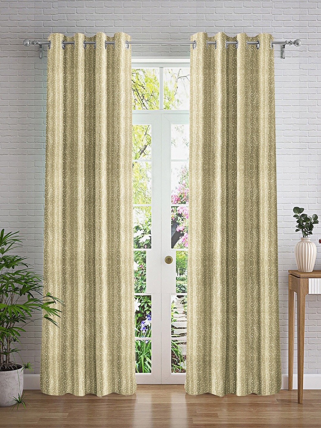 

Cortina Beige & Silver-Toned 2 Pieces Abstract Printed Door Curtain