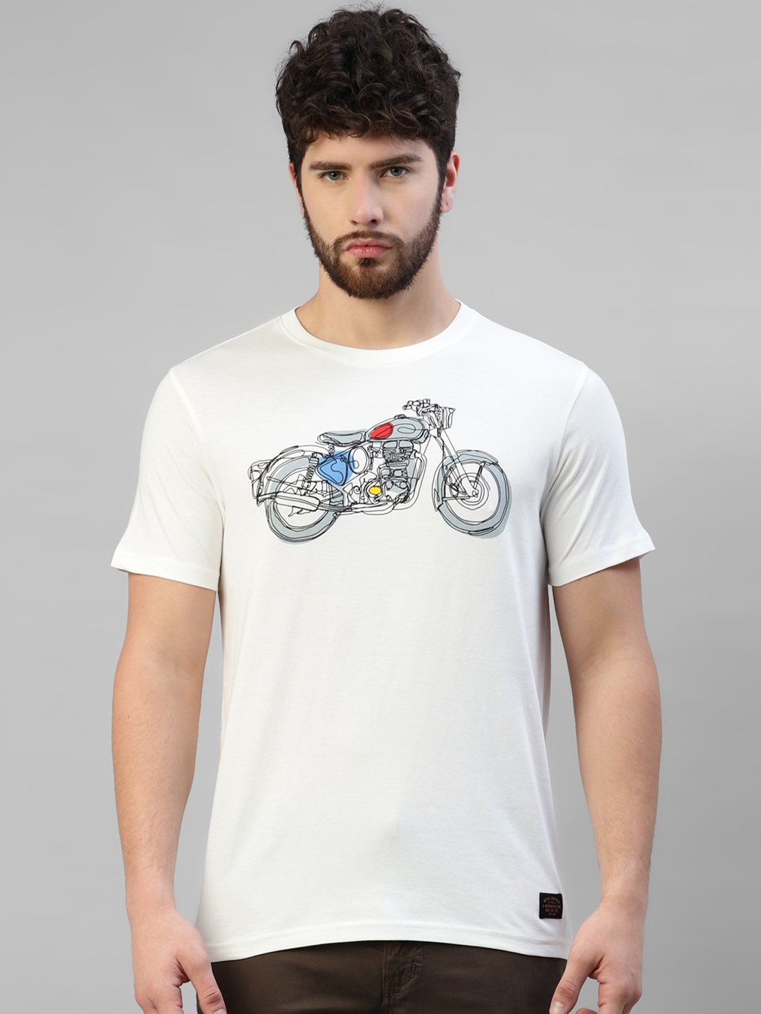 

Royal Enfield Graphic Biker Printed Cotton T-shirt, White