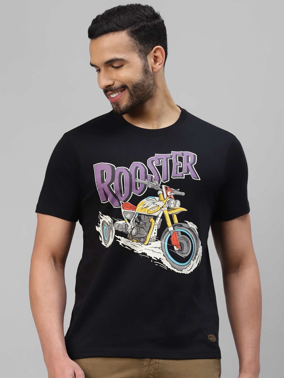 

Royal Enfield Biker Printed Cotton T-shirt, Black