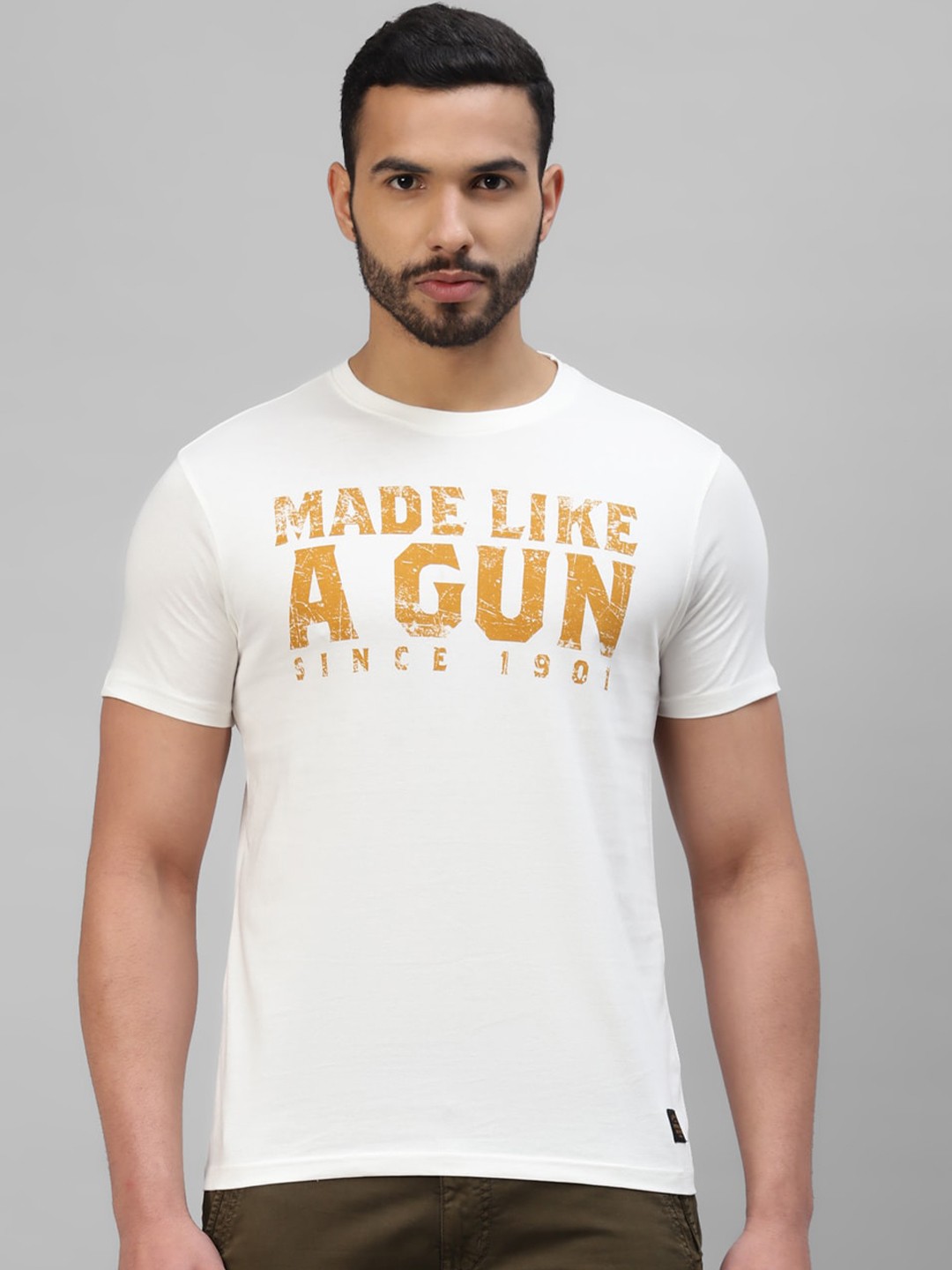 

Royal Enfield Typography Printed Round Neck Cotton T-shirt, White