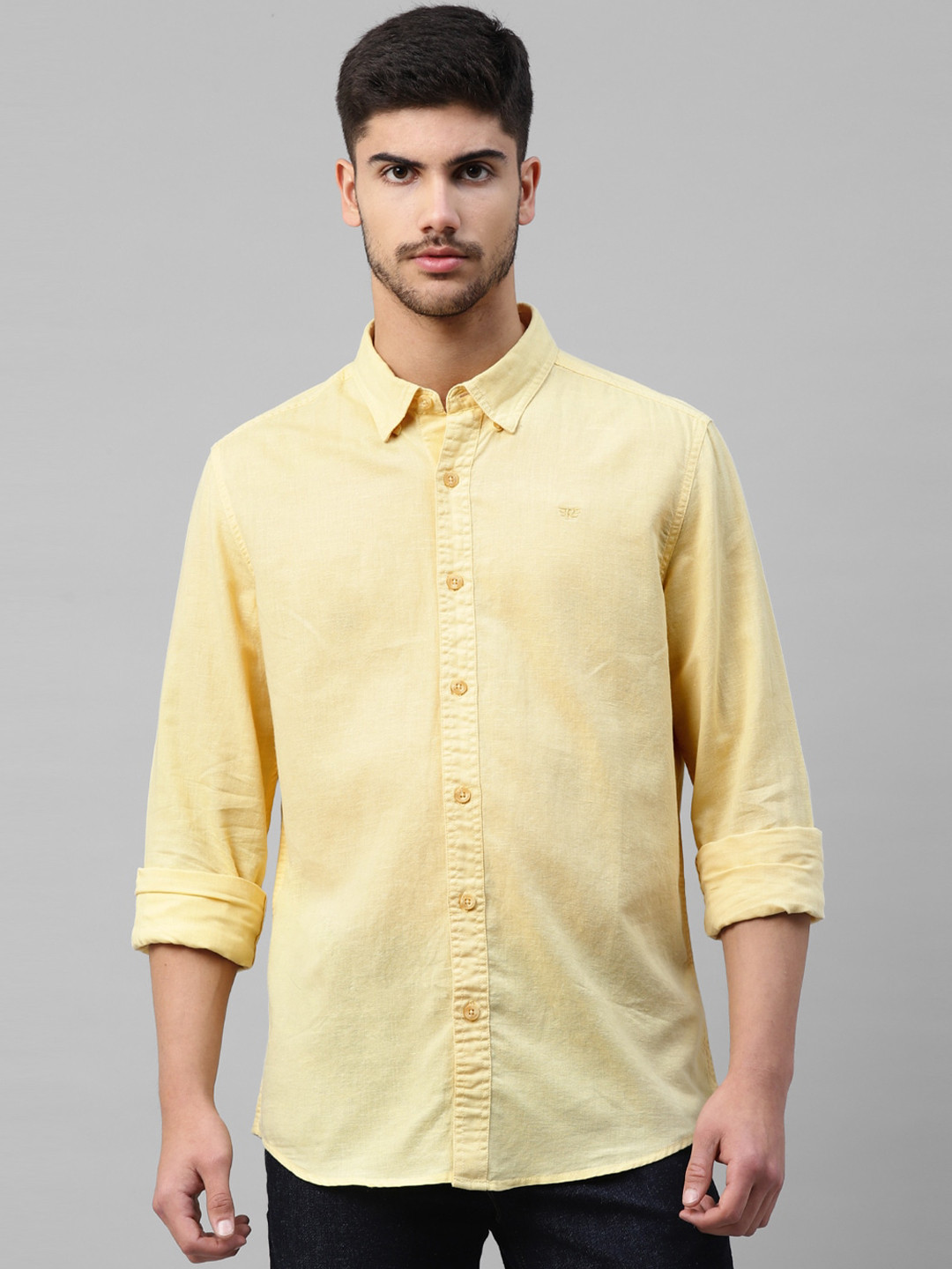 

Royal Enfield Slim Fit Opaque Casual Shirt, Yellow