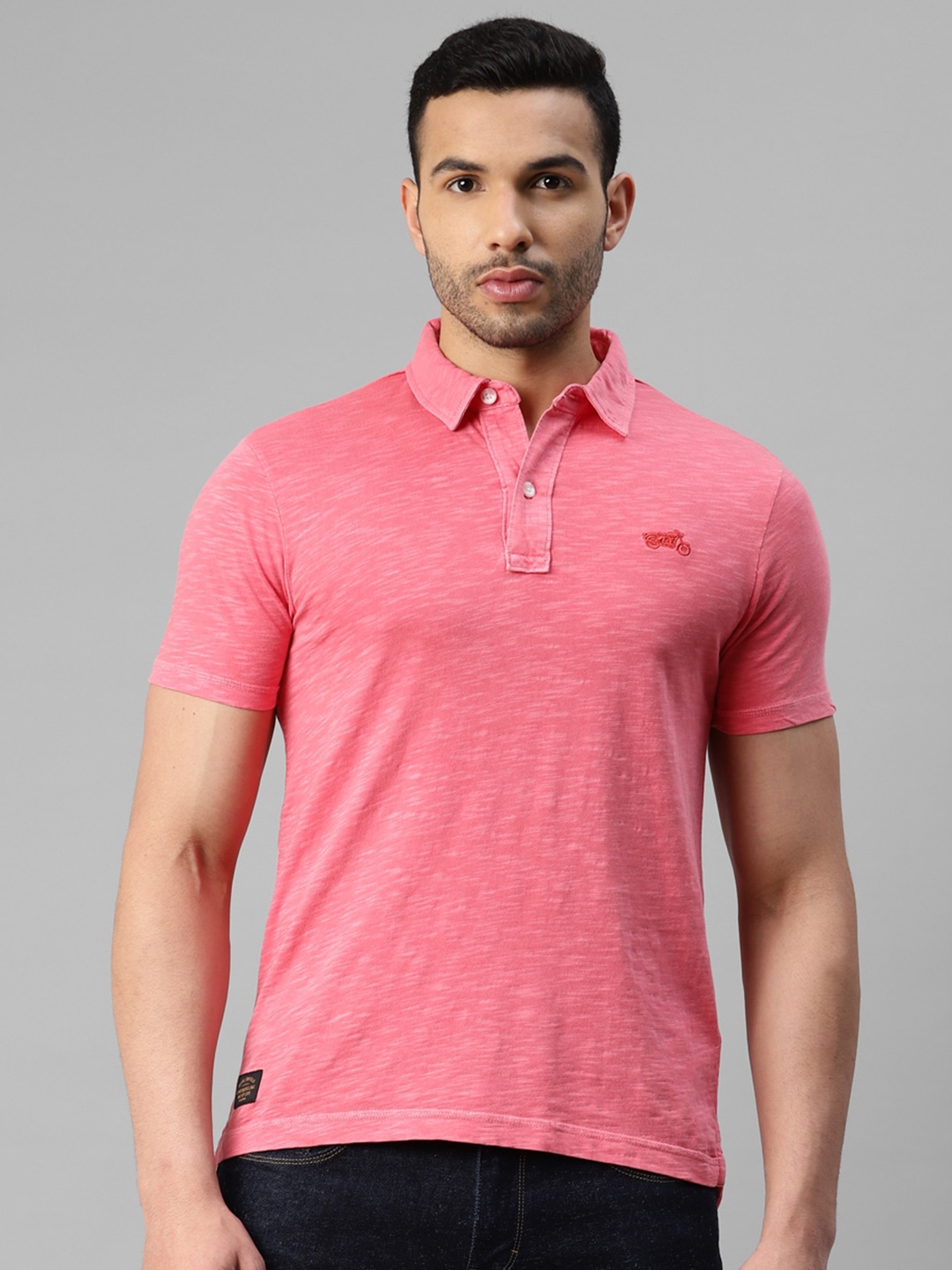 

Royal Enfield Polo Collar Cotton T-shirt, Pink