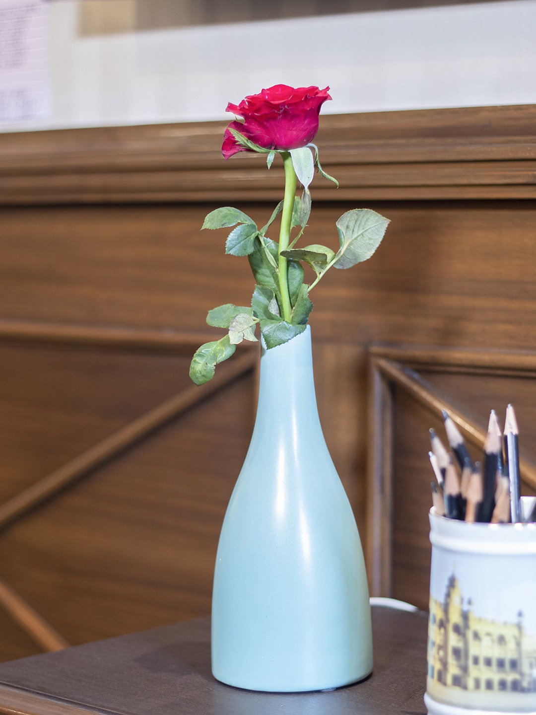 

MARKET99 Decorative Green Glossy Bottle Ceramic Flower Vase