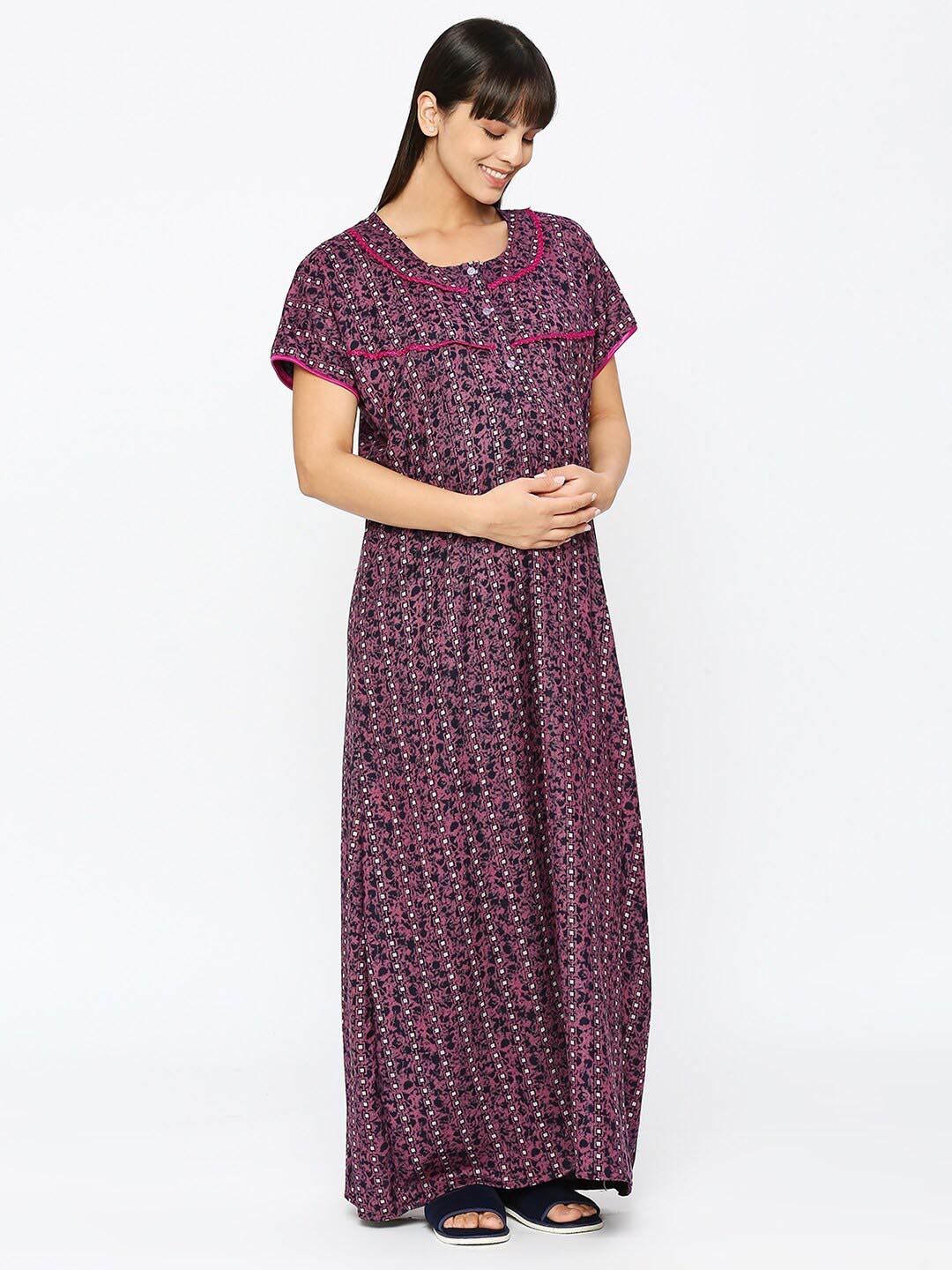 

Pretty Awesome Abstract Printed Maxi Nightdress, Pink