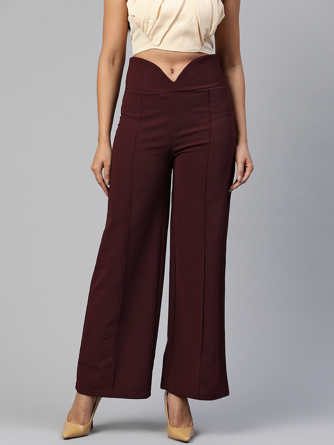 

plusS WORX Solid Trousers, Burgundy