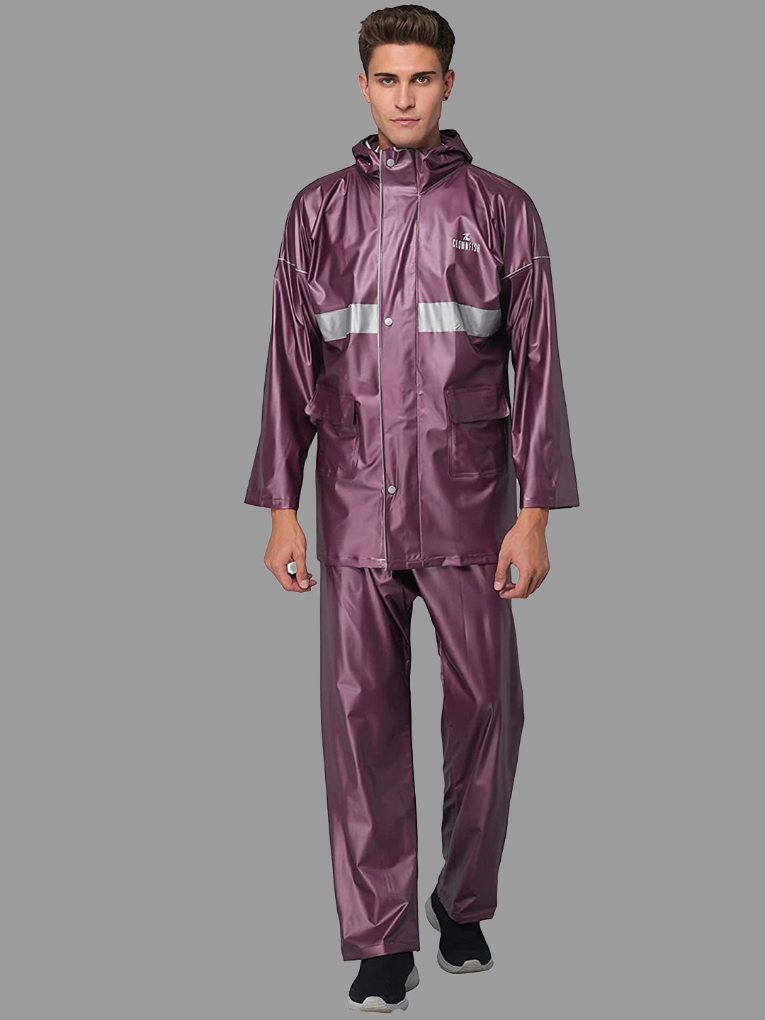 

THE CLOWNFISH Azure Pro Reflective Straps Waterproof Bike Rain Suit, Purple