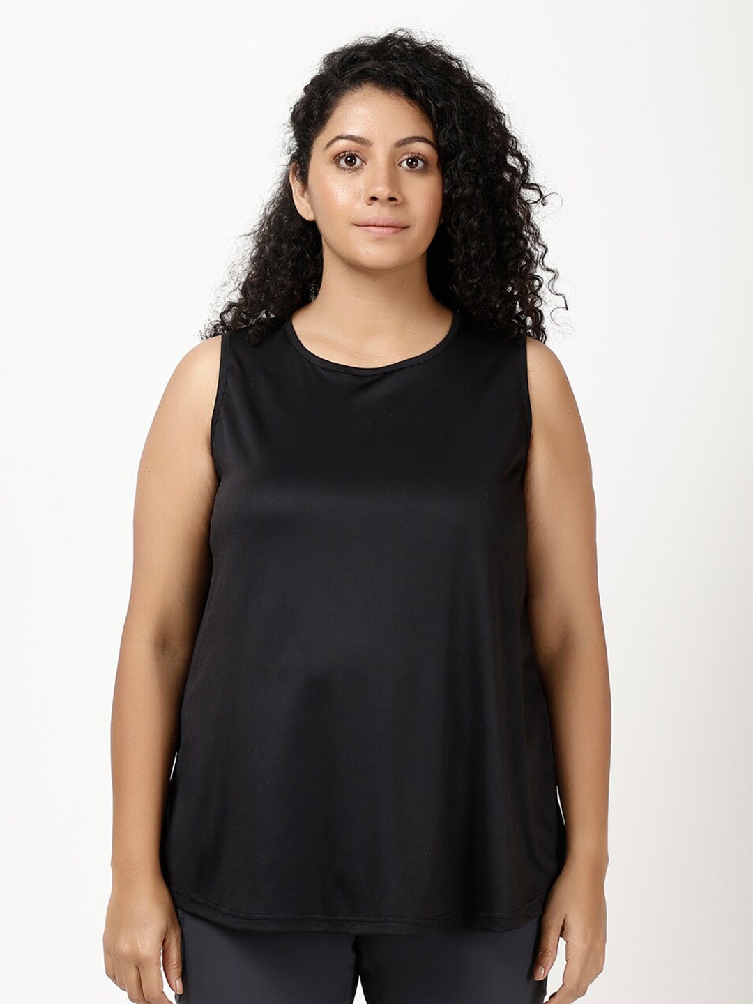 

STUDIOACTIV Plus Size Round Neck Training & Gym Sports T-shirt, Black