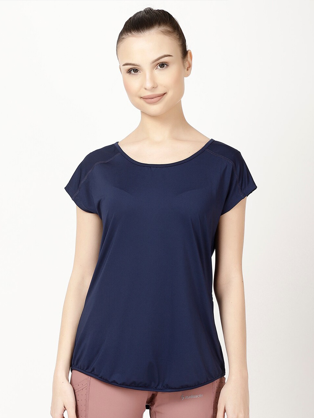 

STUDIOACTIV Extended Sleeves Training or Gym T-shirt, Navy blue