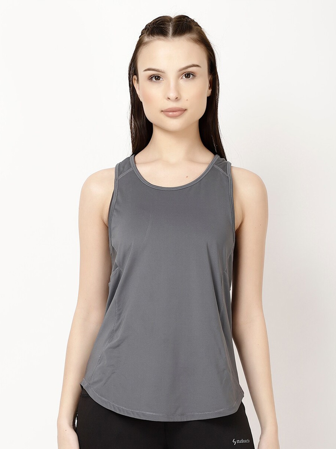 

STUDIOACTIV Scoop Neck Sleeveless Tank Top, Grey