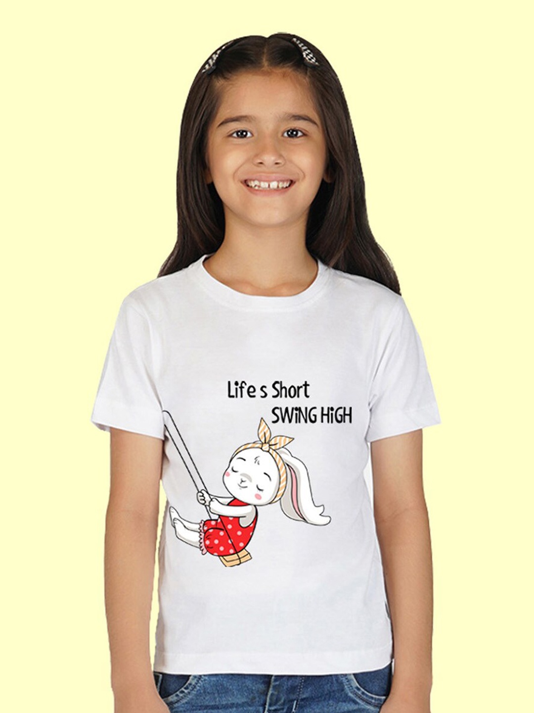 

NUSYL Girls Graphic Printed T-shirt, White