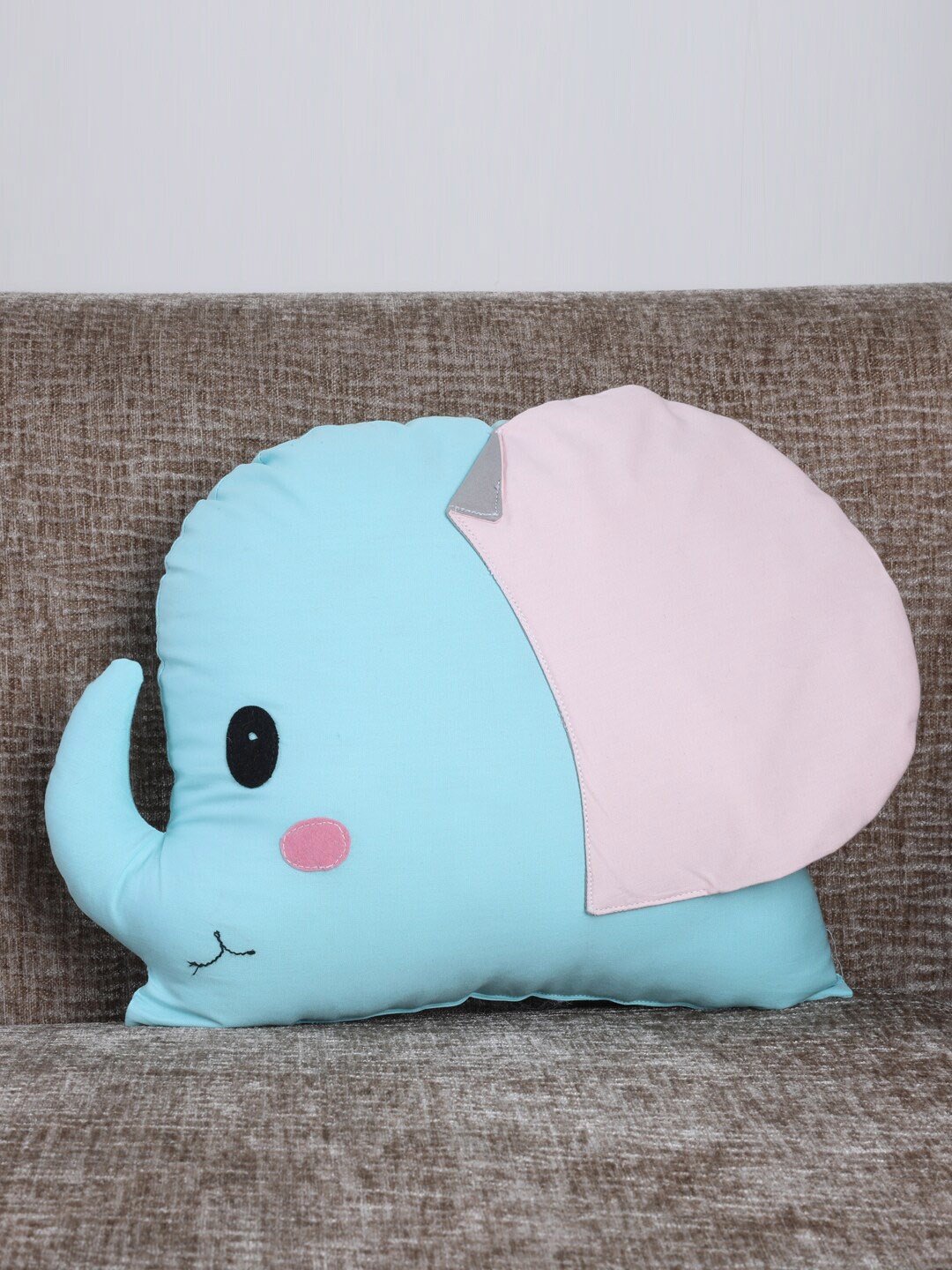 

My Gift Booth Kids Blue & Pink Elephant Shaped Cotton Cushion