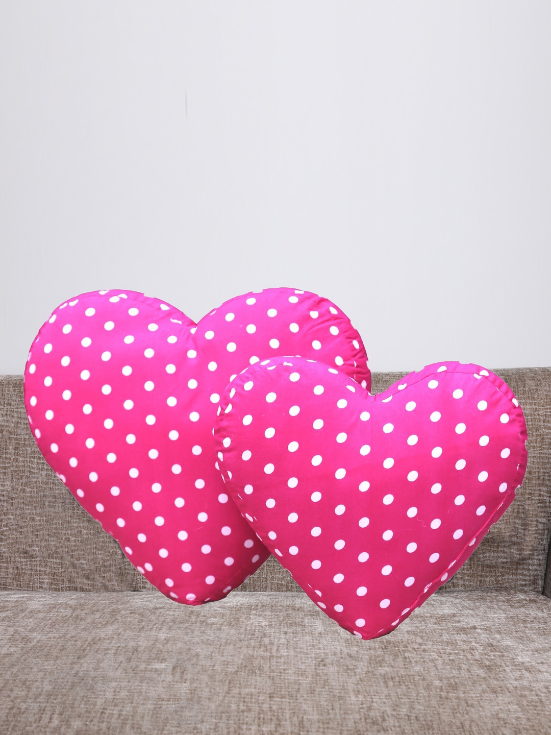 

My Gift Booth Kids 2-Pieces Pink Heart Shaped Printed Cotton Cushions