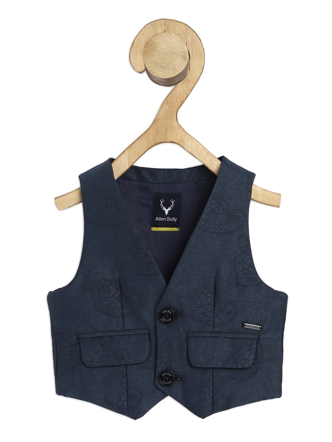 

Allen Solly Junior Boys Woven Design Pure Cotton Waistcoat, Navy blue