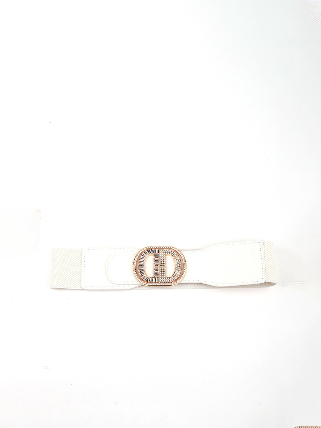 

ODETTE Women Embellished Buckle Synthetic Belt, White