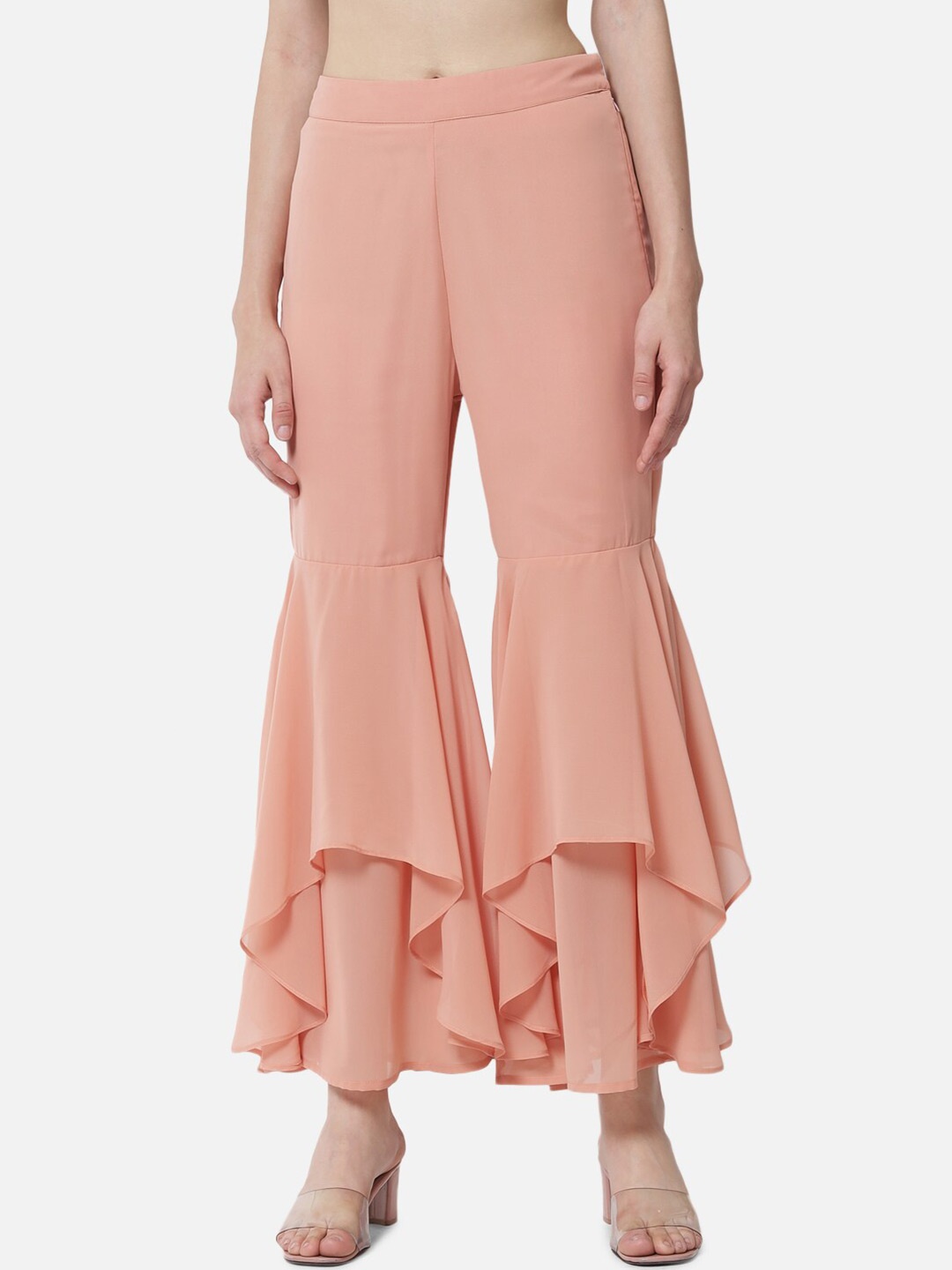 

ALL WAYS YOU Wide Leg Georgette Palazzos, Peach