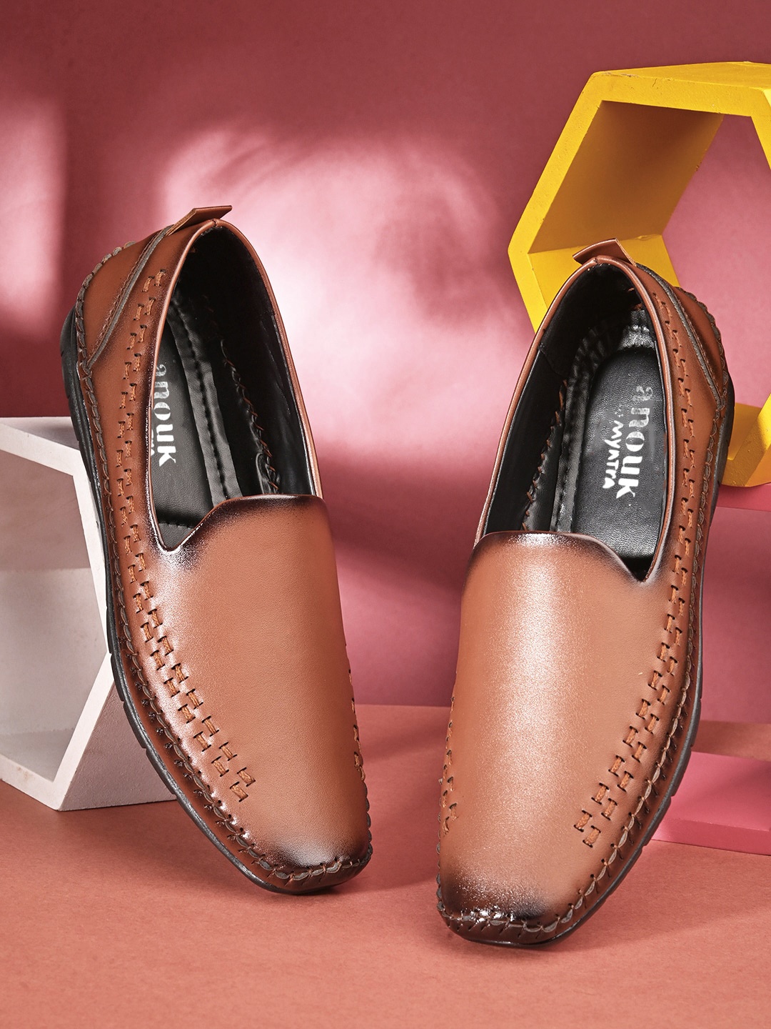 

Anouk Men Round Toe Slip On Loafers, Tan