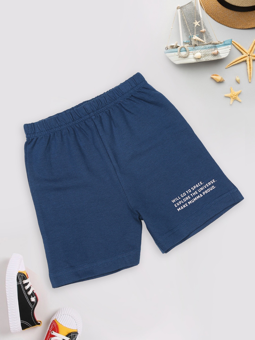 

MeeMee Boys Printed Loose Fit Shorts, Blue