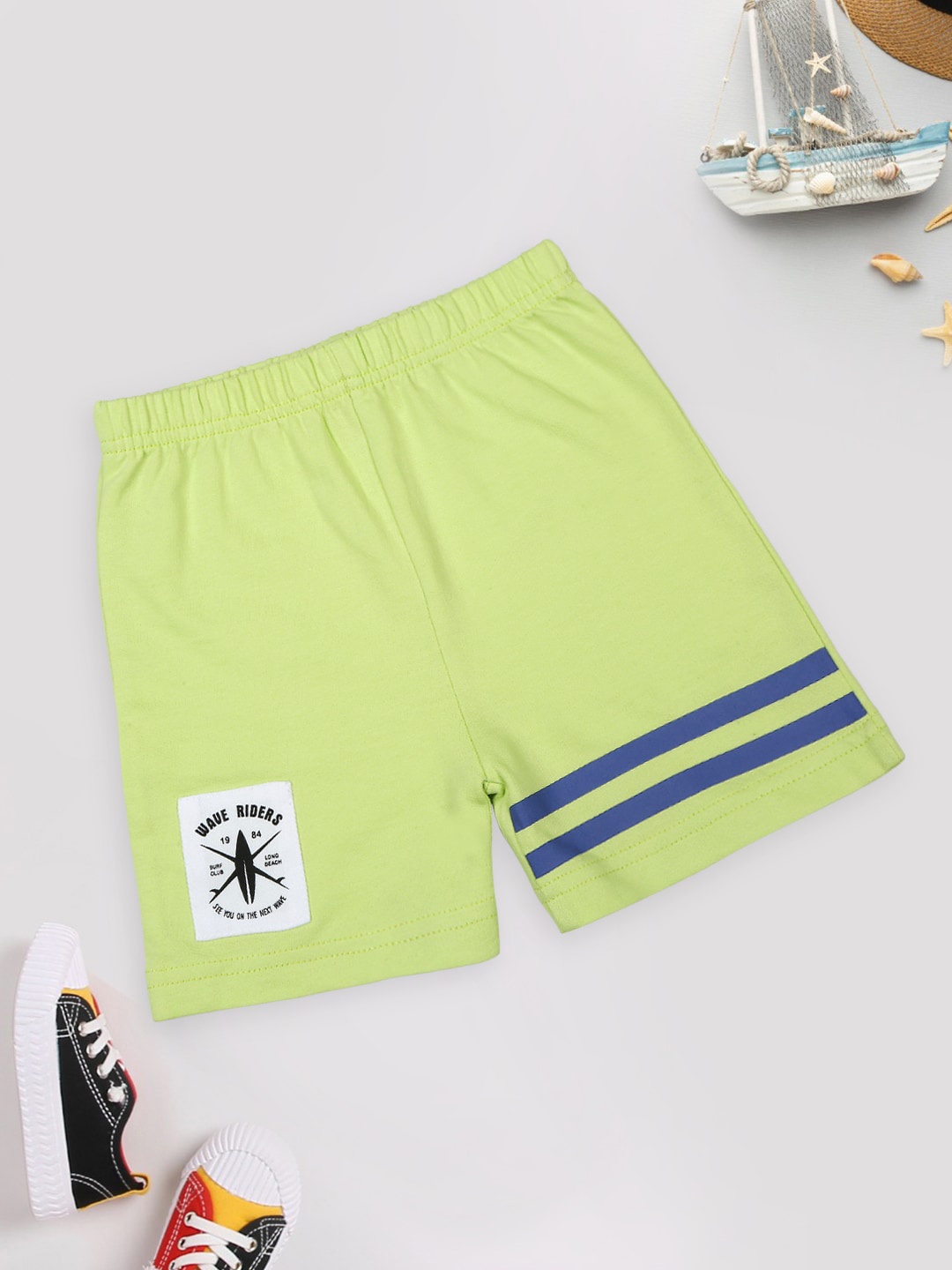 

MeeMee Boys Striped Loose Fit Sports Shorts, Green