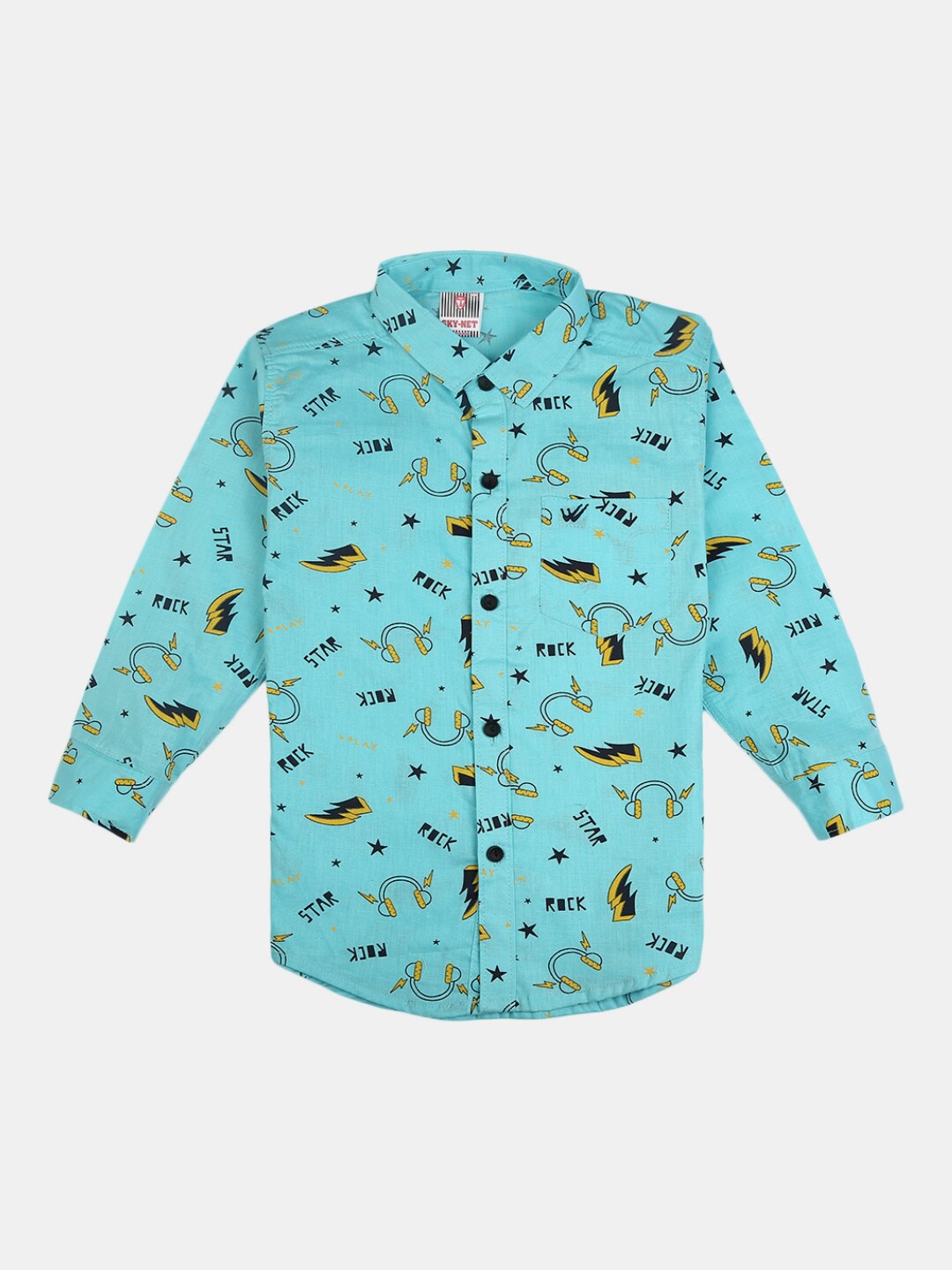 

V-Mart Boys Conversational Printed Cotton Casual Shirt, Blue