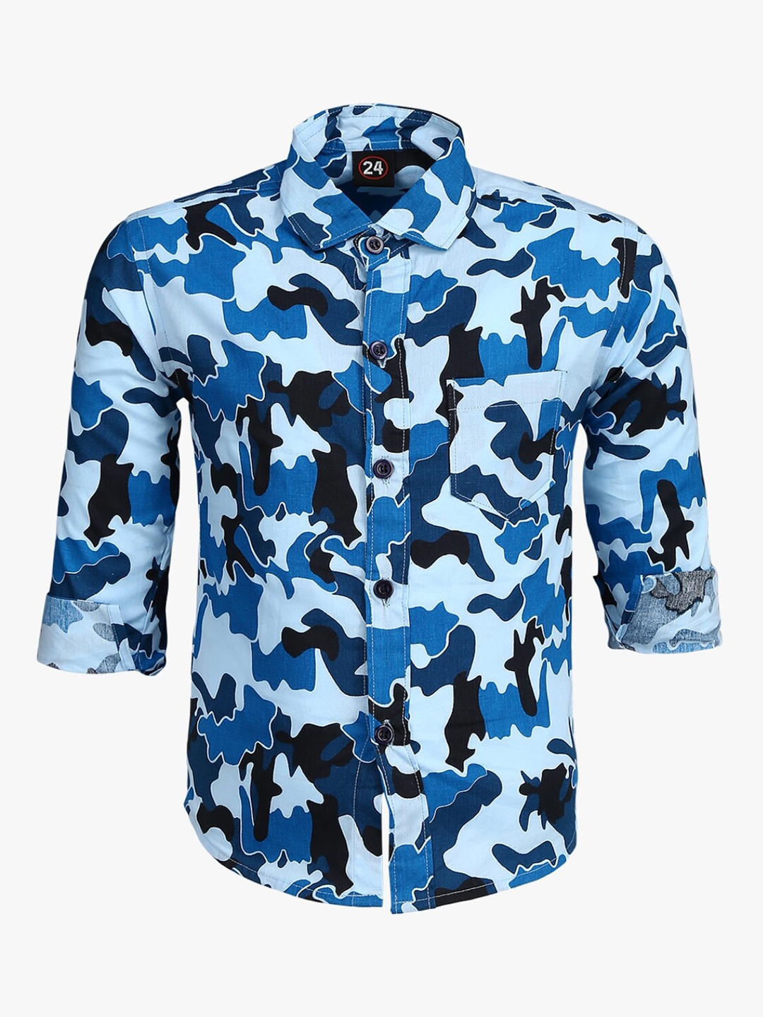 

V-Mart Boys Blue Camouflage Printed Cotton Casual Shirt