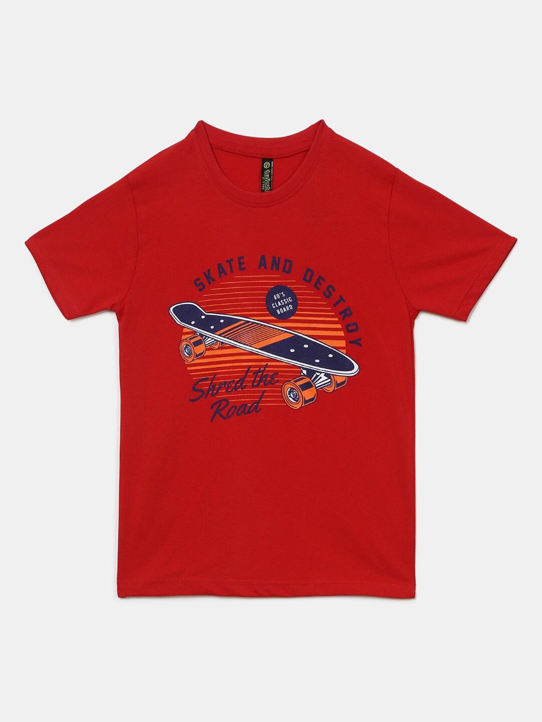 

V-Mart Boys Graphic Printed Round Neck Cotton T-shirt, Red