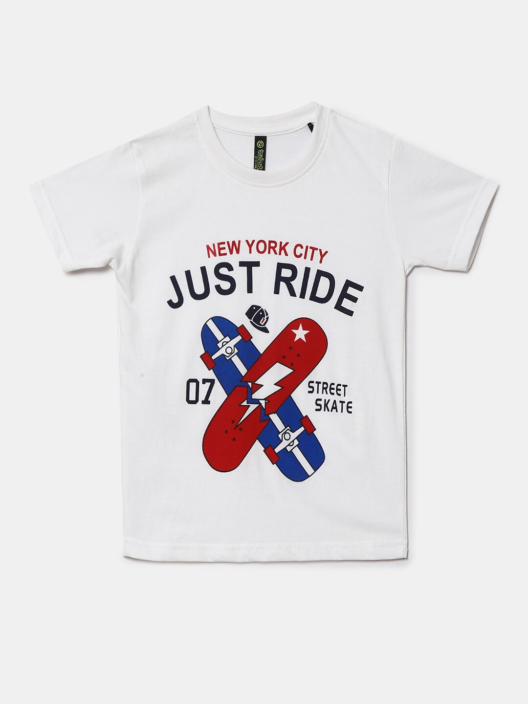 

V-Mart Boys Typography Printed Round Neck Cotton T-shirt, White