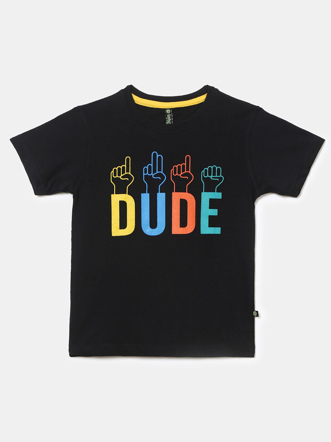 

V-Mart Boys Typography Printed Round Neck Cotton T-shirt, Black