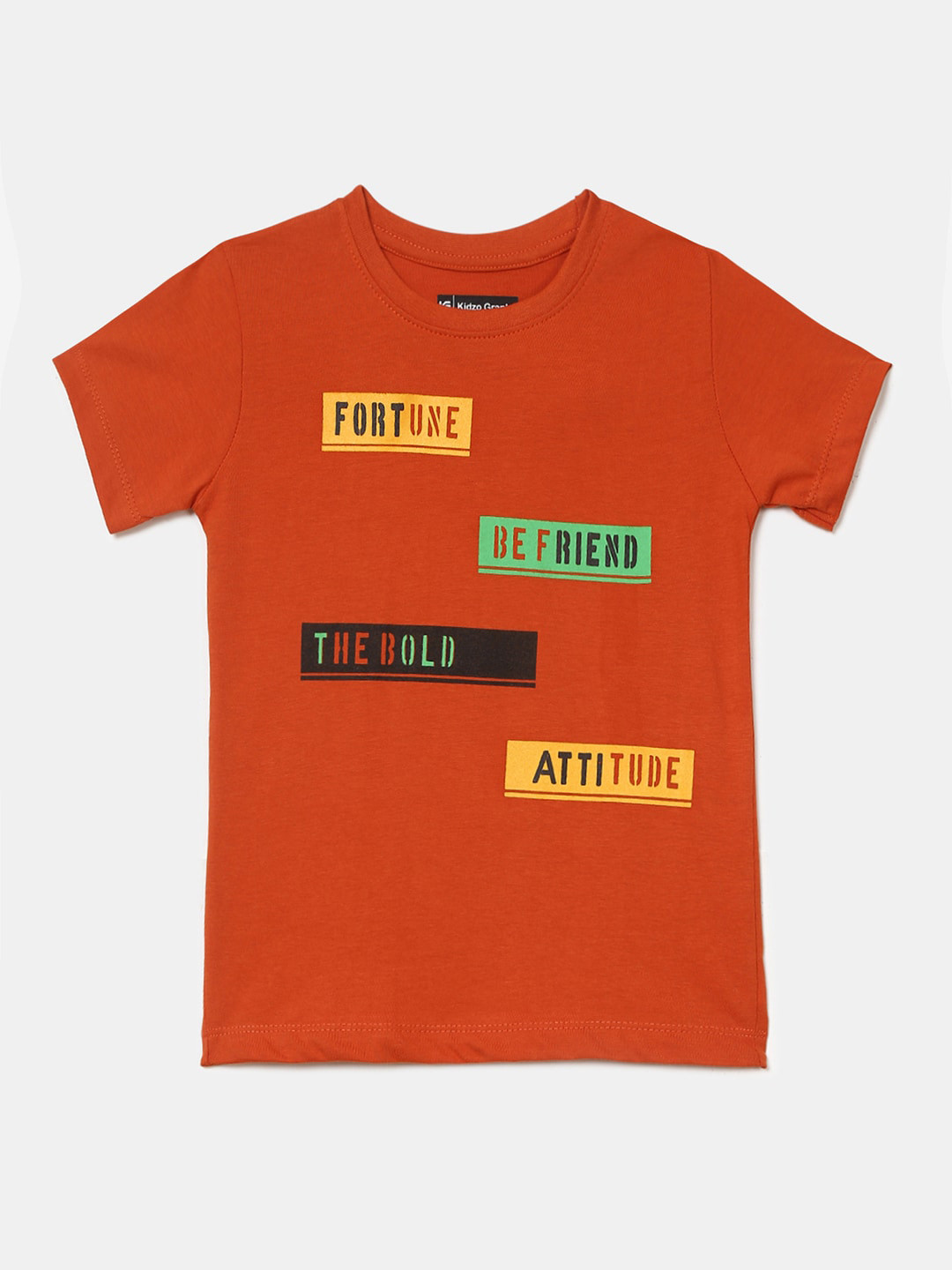

V-Mart Boys Typography Printed Cotton T-shirt, Orange