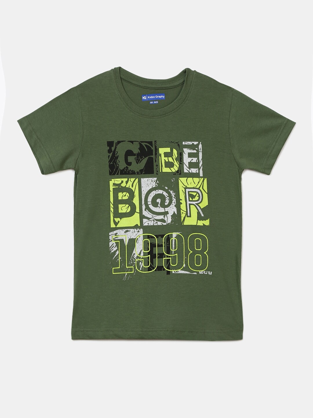 

V-Mart Boys Typography Printed Cotton T-shirt, Green