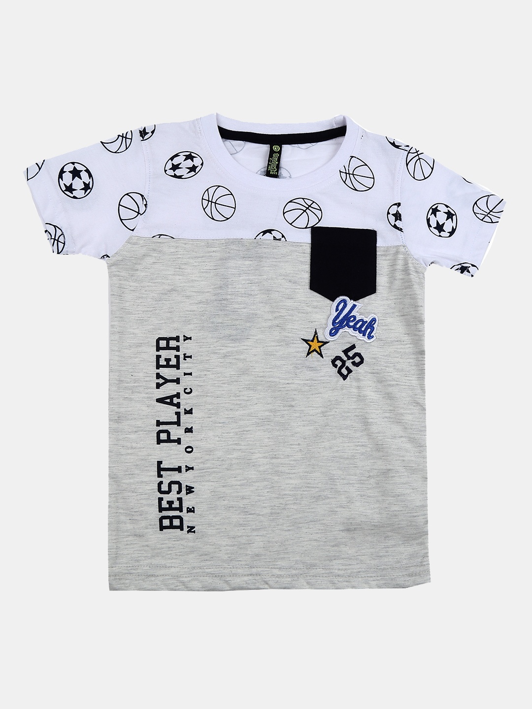 

V-Mart Boys Typography Printed Applique Cotton T-shirt, White