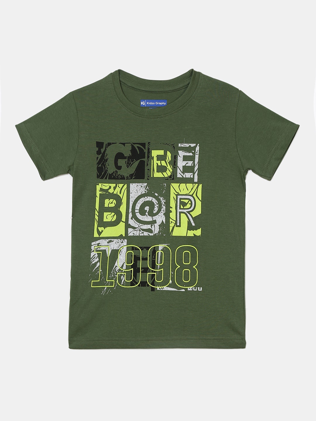 

V-Mart Boys Typography Printed Cotton T-shirt, Green