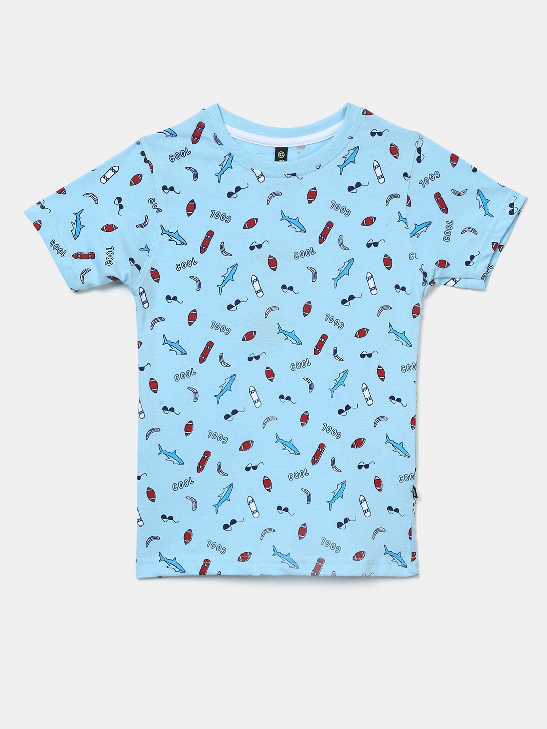 

V-Mart Boys Printed Round Neck Cotton T-shirt, Blue