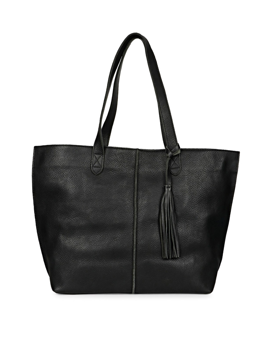

Saint G Leather Oversized Shoulder Bag With Tasselled, Black