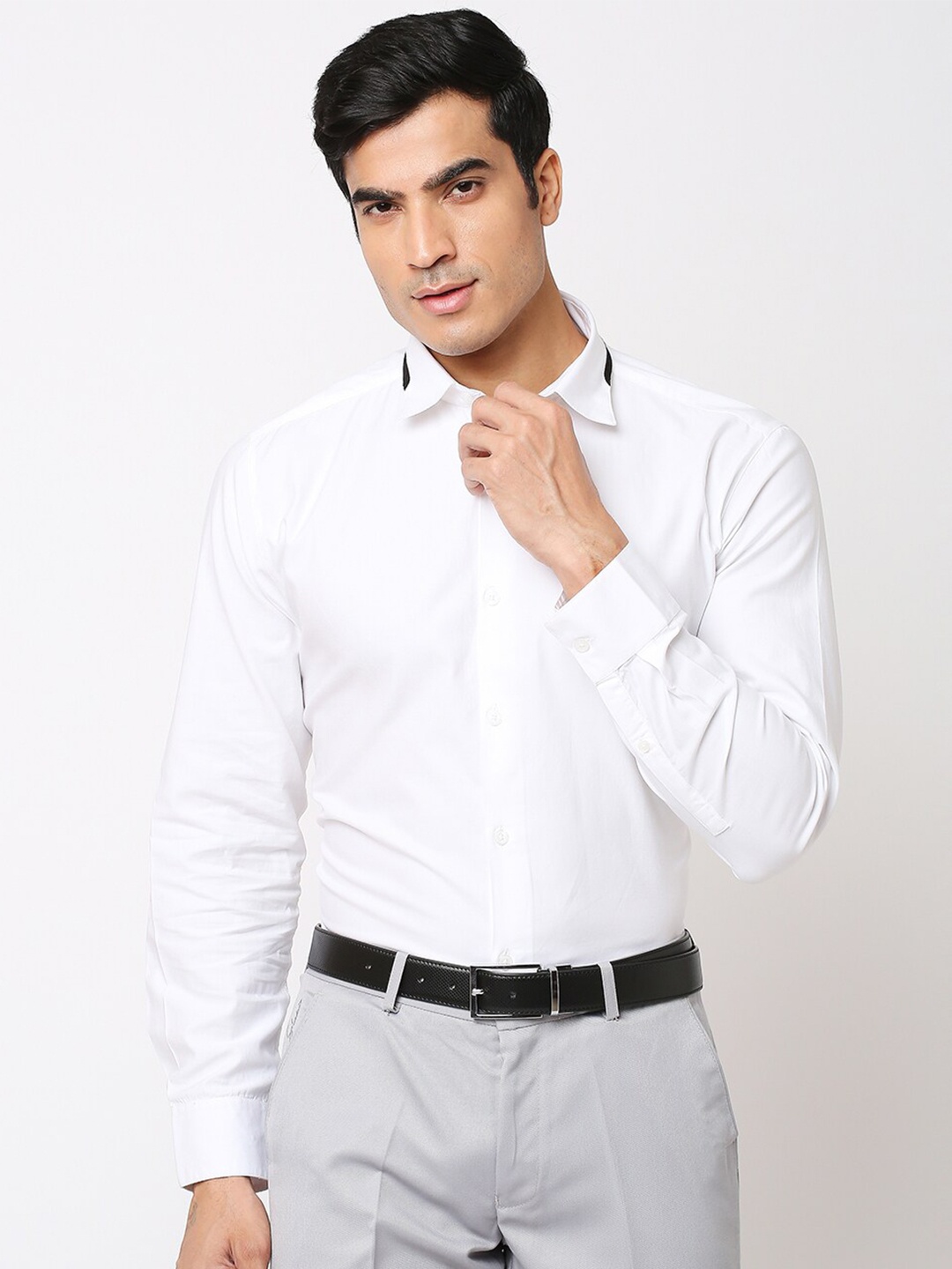 

Solemio Slim Fit Twill Pure Cotton Formal Shirt, White