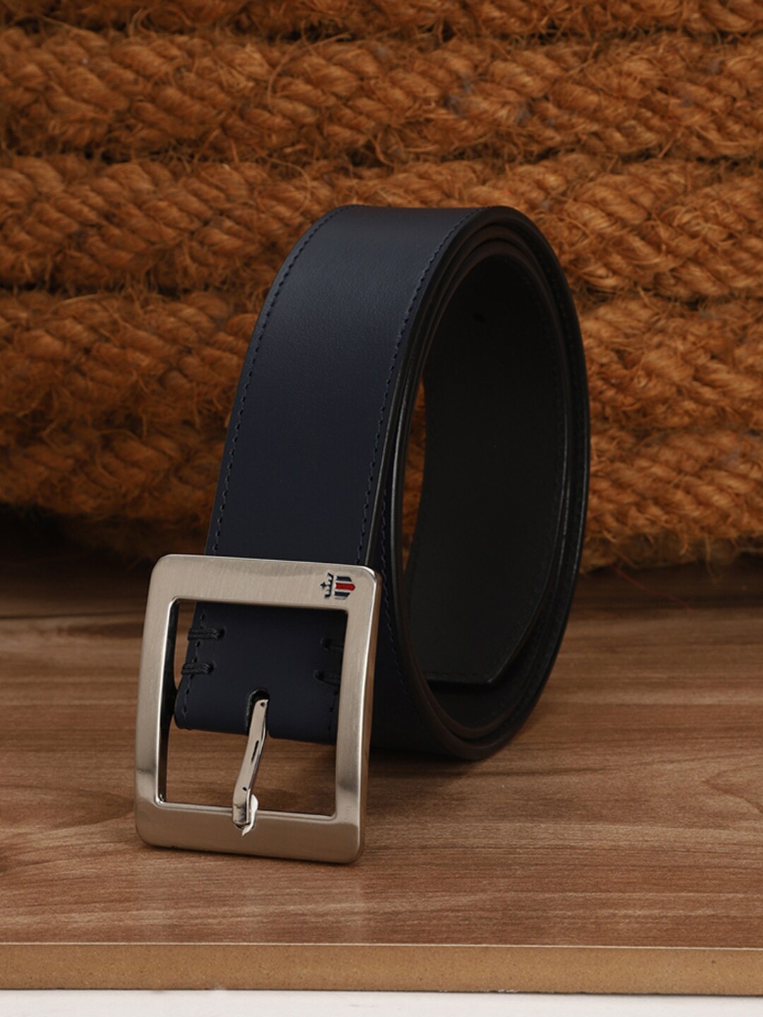 

Louis Philippe Men Leather Reversible Belt, Navy blue