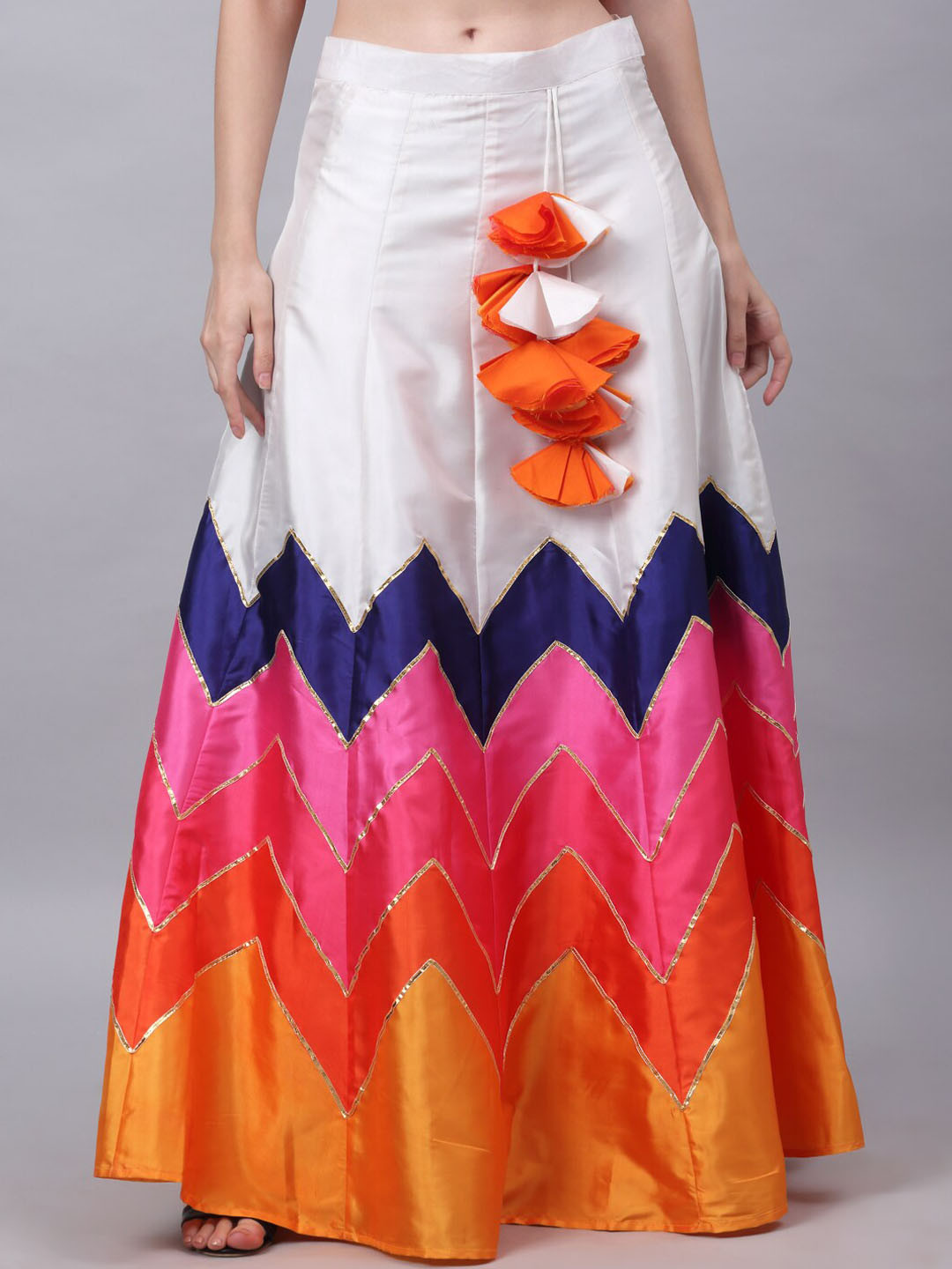 

NEUDIS Printed Maxi Flared Lehenga Skirt, White