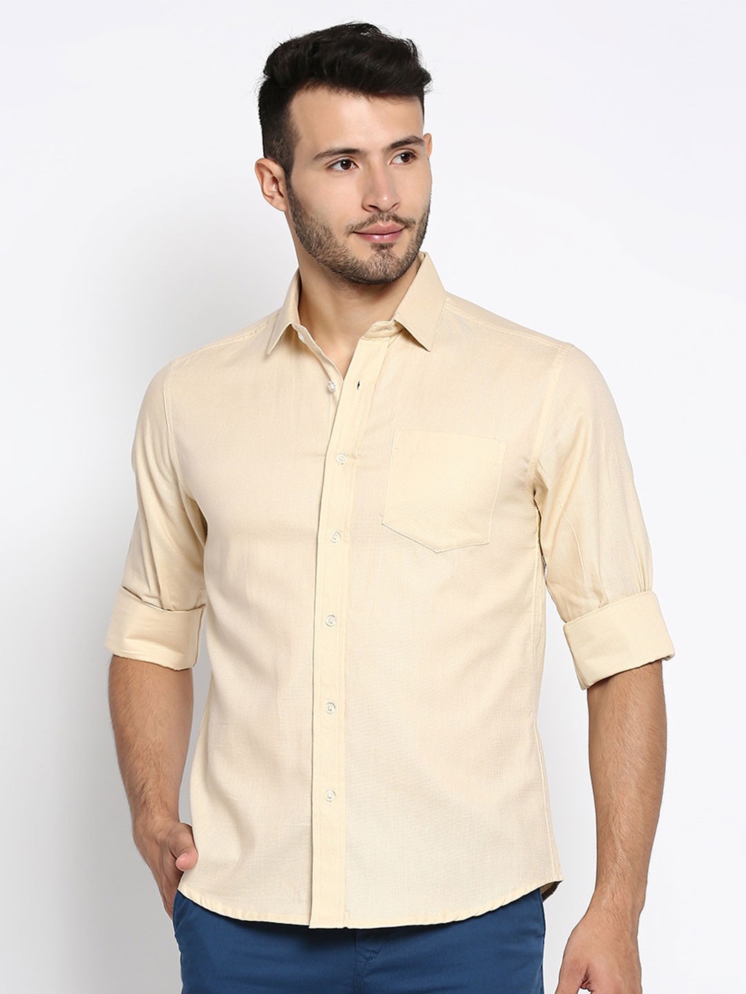

MOD ECRU Regular Fit Pure Cotton Casual Shirt, Cream