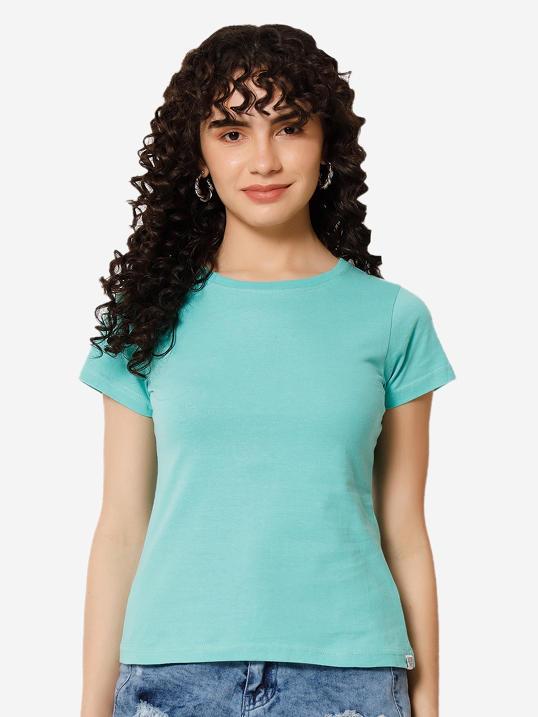

XOXO Design Round Neck Pure Cotton T-shirt, Sea green