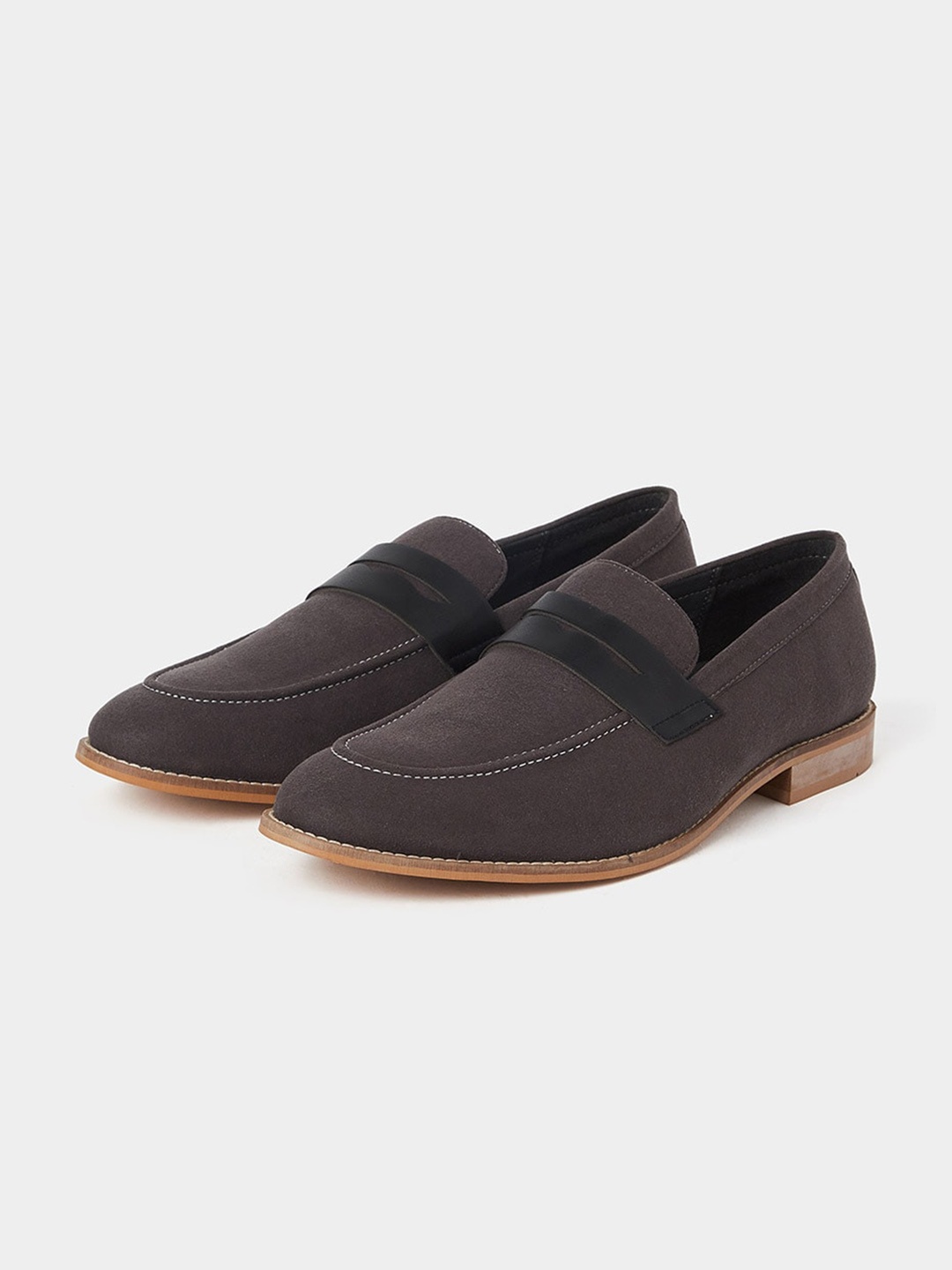 

Styli Men Round Toe Suede Formal Loafers, Grey