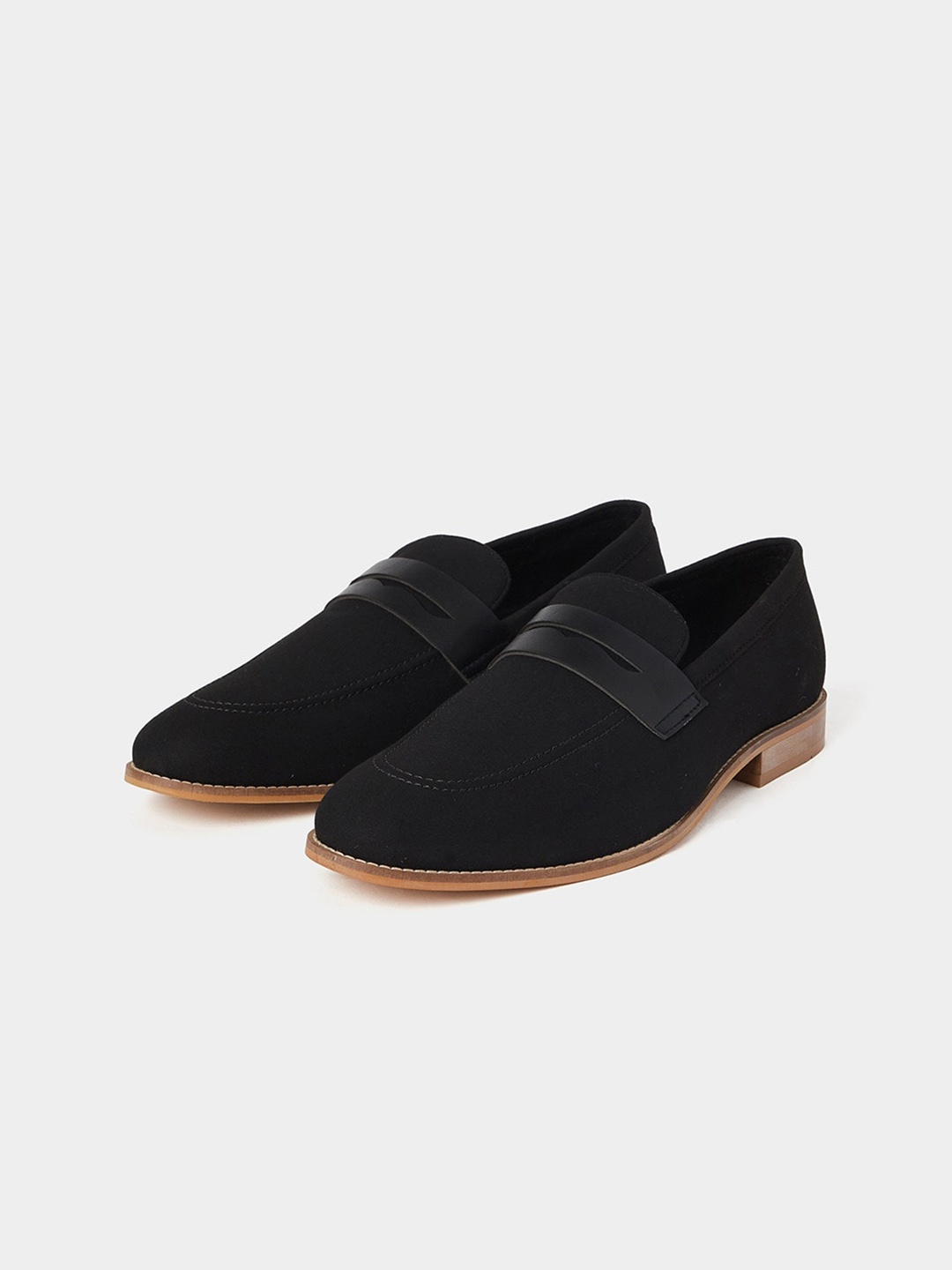 

Styli Men Round Toe Suede Loafers, Black