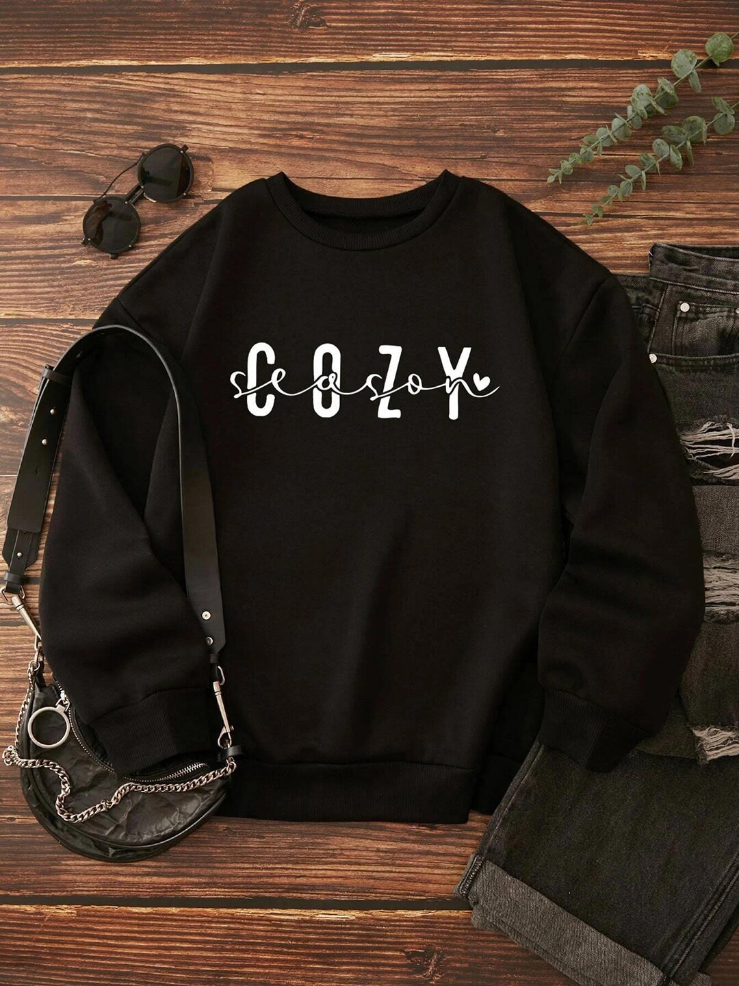 

Kotty Typography Printed Fleece Sweatshirt, Black