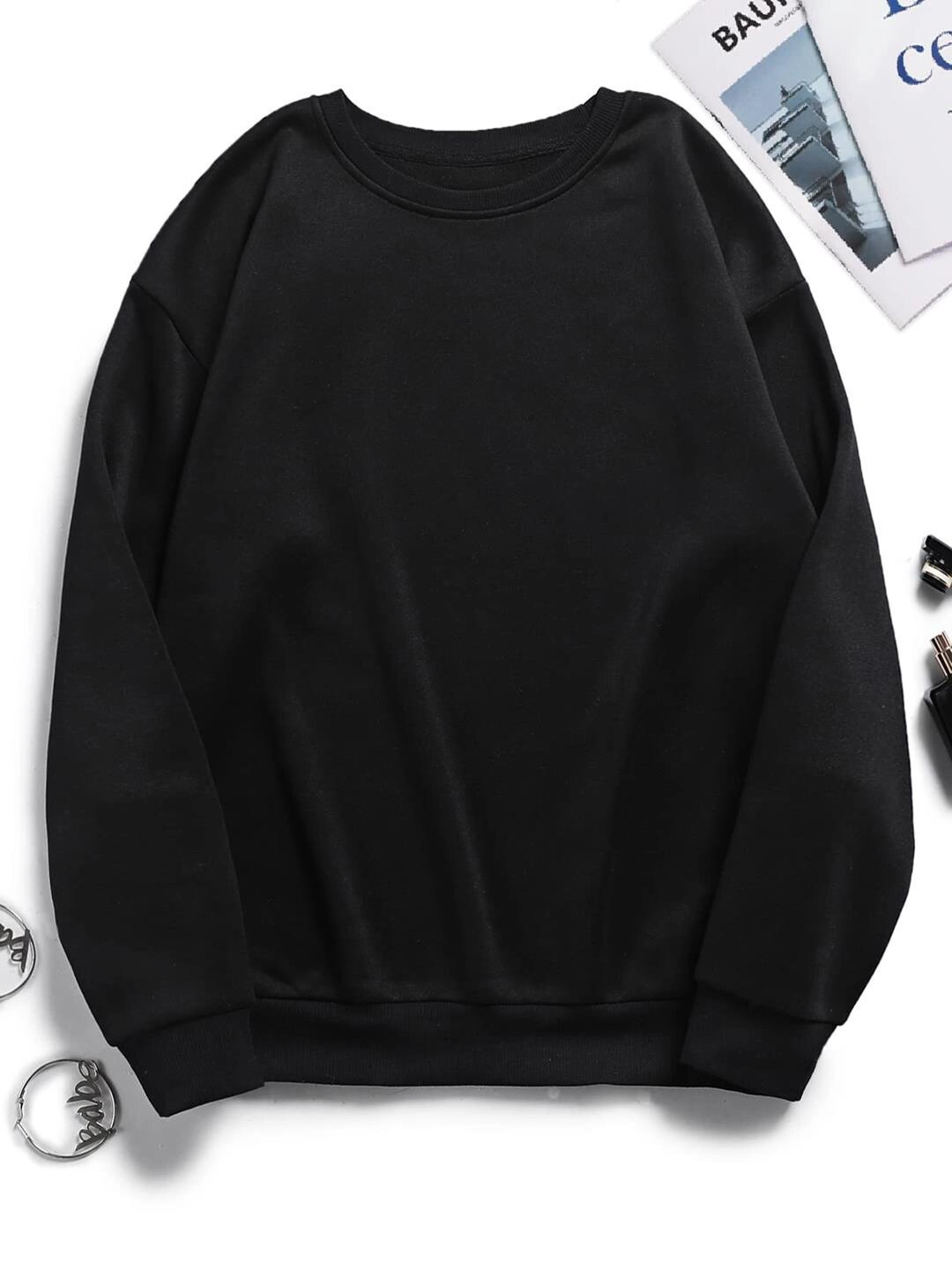 

Kotty Round Neck Fleece Sweatshirt, Black