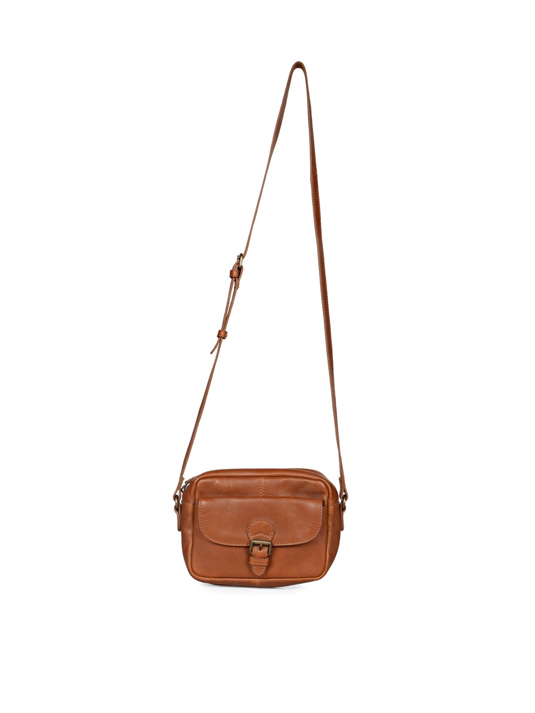 

Saint G Leather Structured Sling Bag, Brown