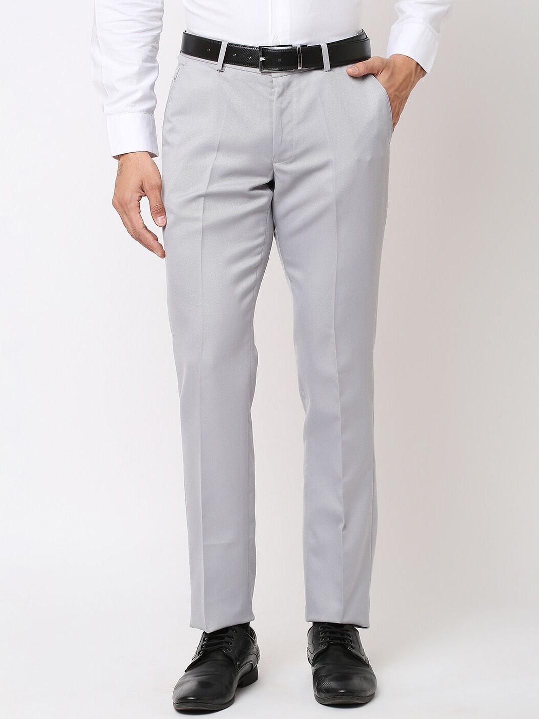 

Solemio Men Slim Fit Mid-Rise Formal Trousers, Grey