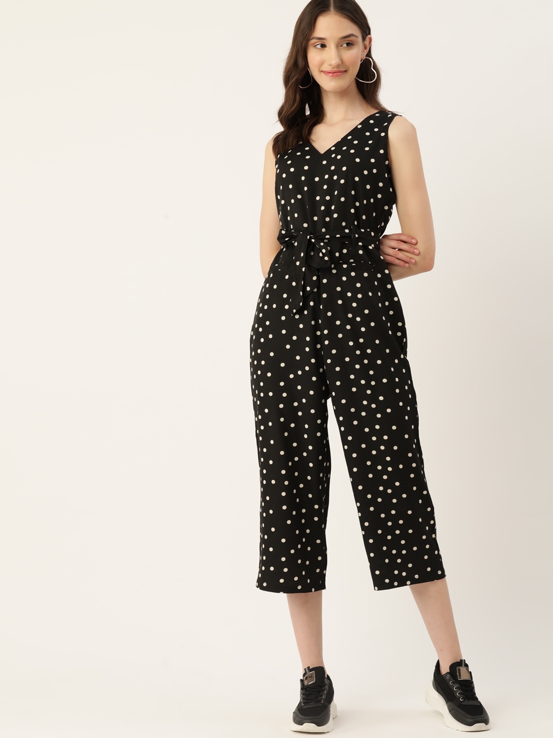 

DressBerry Printed Capri Jumpsuit, Black