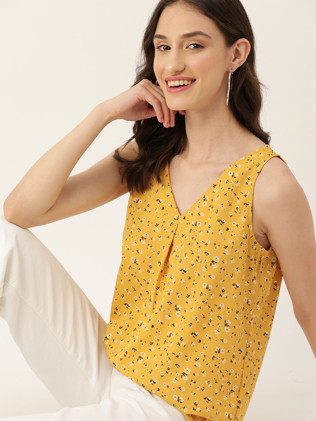 

DressBerry Floral Print Top, Yellow