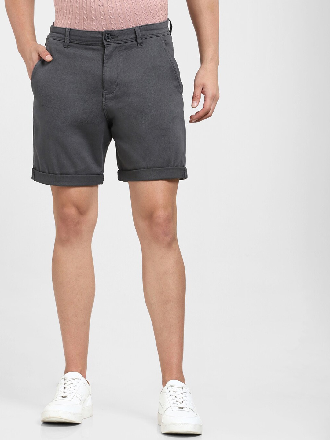 

SELECTED Men Mid-Rise Cargo Shorts, Grey