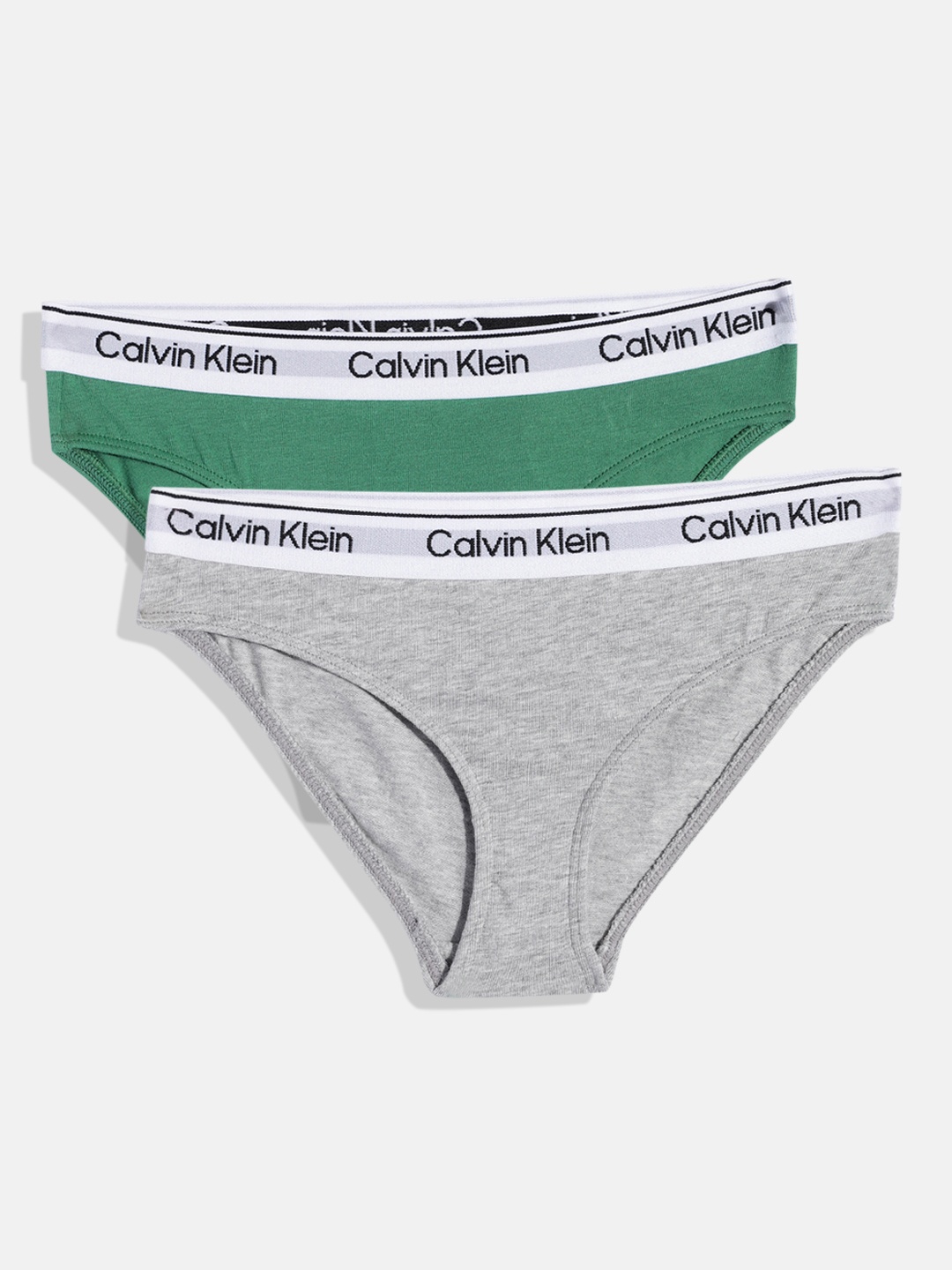 

Calvin Klein Underwear Girls Pack of 2 Bikini Briefs G8006010T6, Grey