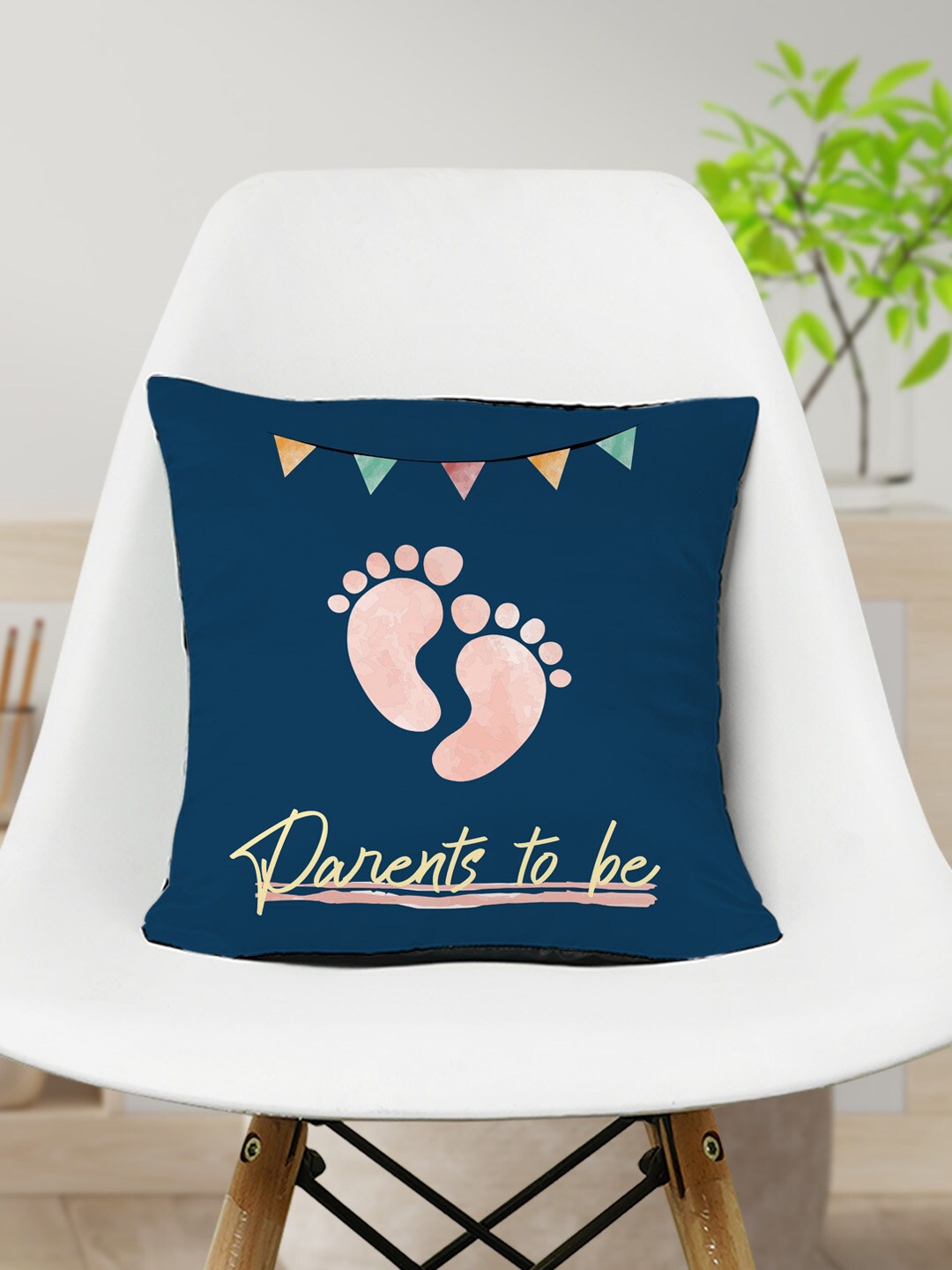 

Crazy Corner Mom to Be Blue Printed Satin Cushion
